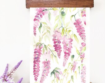 Original Watercolor Flowers Painting, Watercolor florals, Abstract Flowers, Watercolor Wisteria, Floral Decor, Purple flowers, Flowers art