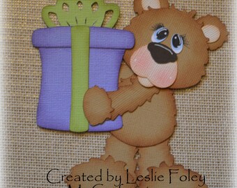 A Present Bear Premade Scrapbooking Embellishment Paper Piecing