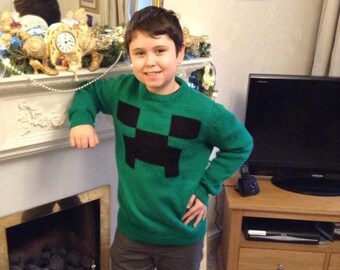 Minecraft Hand knitted sweater