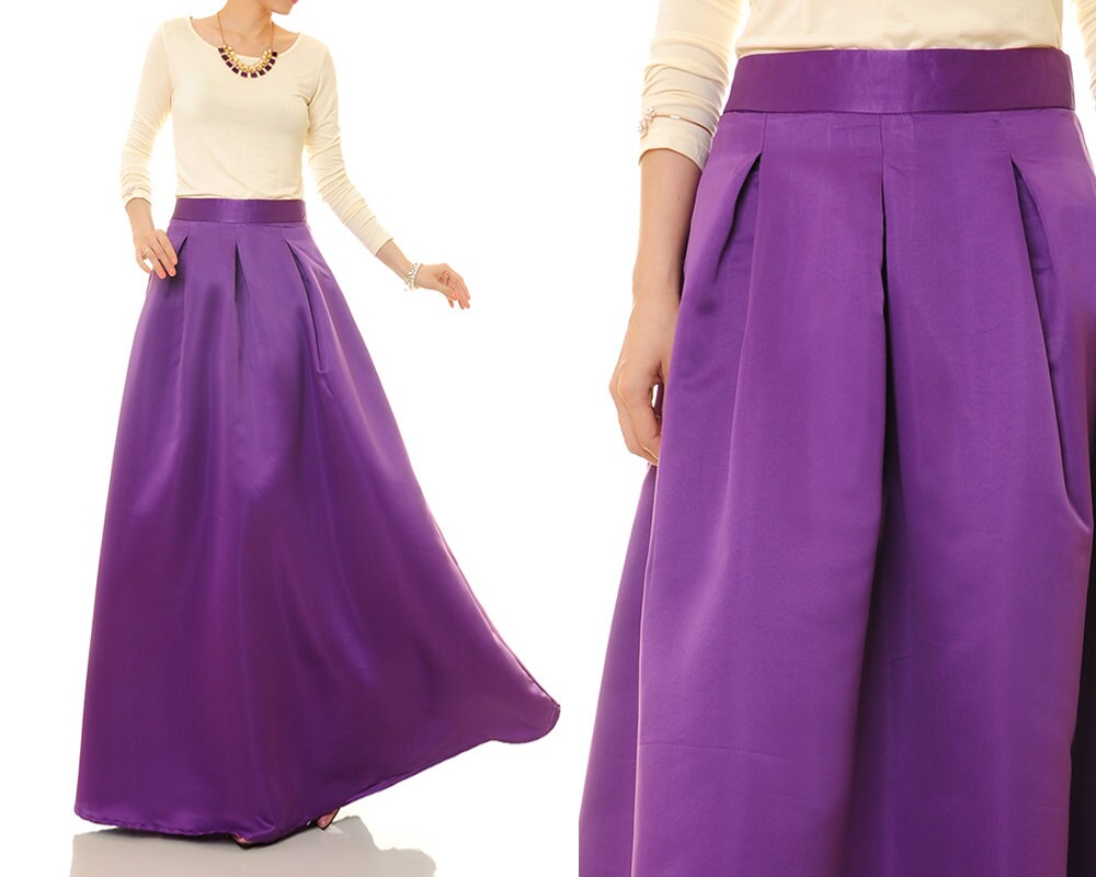 Purple Skirt Maxi Skirt Long Satin Skirt Wedding Skirt