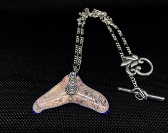 Iridescent Whale Tail Fused Glass Necklace