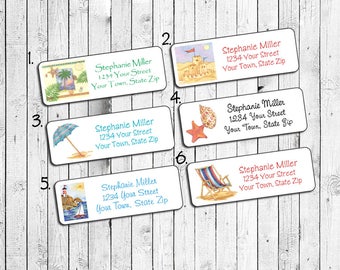 BEACH STUFF Personalized Return ADDRESS Labels, Beach, Sand, Summer, Sets of 30