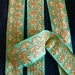 15% OFF One Yard Decorative Indian sari border in turquoise green and gold /embellishment/Indian sari trim/craft trim