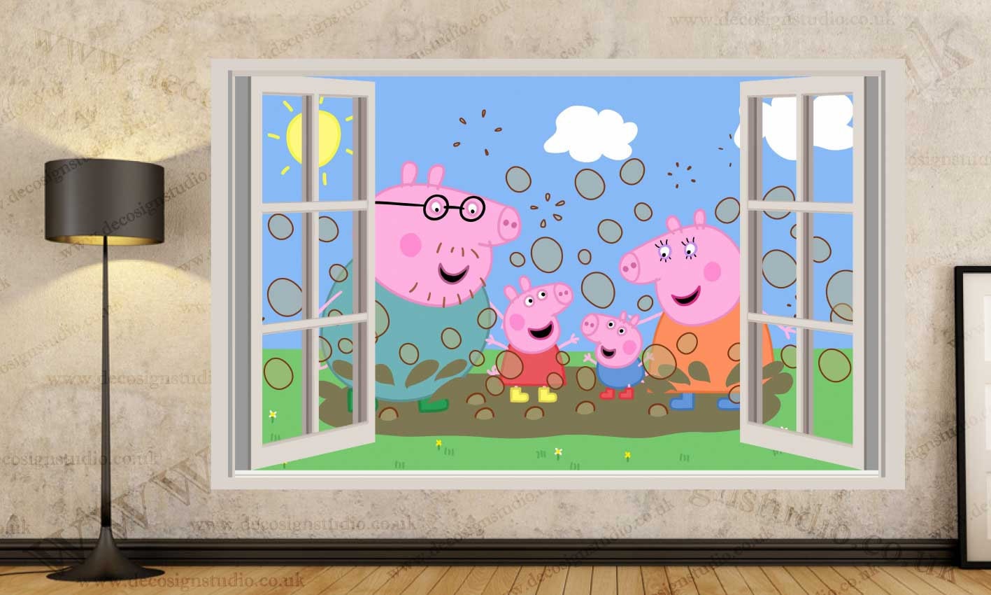 Peppa Pig 3D Window Effect Wall Sticker Art Mural Decal 150A
