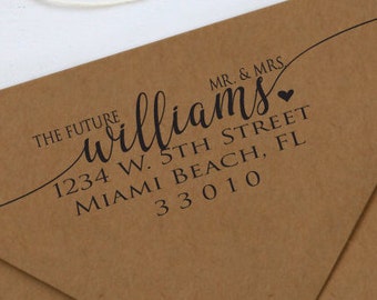 The Future Mr & Mrs. Address Stamp, Wedding Stamp, Rubber or Self Inking Stamp, Personalized Rubber or Self Inking Stamp