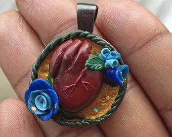 Polymer Clay Anatomical Heart Pendant or Planner Charm