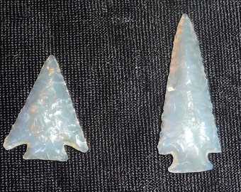 Arrowheads set of 2 Flint Knapped from Opal Exceptional Quality