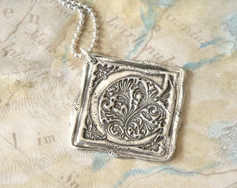 Wax Seal Jewelry, Sterling Silver Wax Seal Necklace, Monogram Jewelry, Monogram Necklace, Wax Seal Monogram Necklace, Wax Seal Jewelry