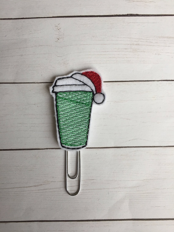 Stitched Santa Latte planner Clip/Planner Clip/Bookmark. Santa Planner Clip. Holiday Planner Clip. Christmas Planner Clip. Coffee Plan Clip