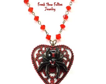 black widow spider necklace