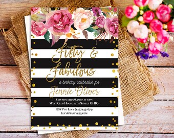 black and pink party invitations