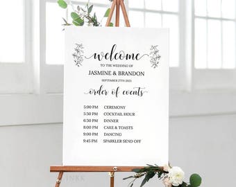 modern marble printable order of events welcome sign template