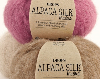 Brushed Alpaca silk yarn! Garnstudio DROPS Design Brushed Alpaca silk 67% baby alpaca 23 mulberry silk fluffy knitting wool - 25 grams