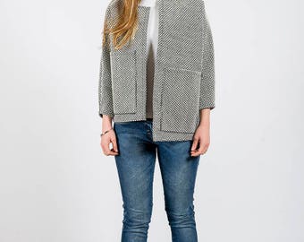 Jacket MoD. Assimetrica/neoprene Ricorperto from white wire