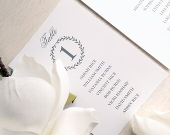 Printed Seating Chart - 8 5x7 inches - Style 08 - LAUREL WREATH COLLECTION