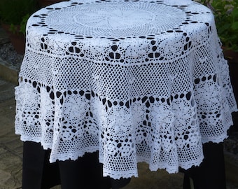 Irish Crochet Lace Table Cloth, Circular, Cotton