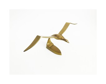Vintage Large Brass Seagull Sculpture