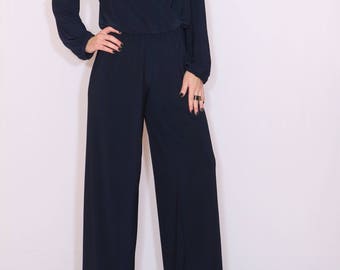 Navy blue jumpsuit, Long sleeve jumpsuit