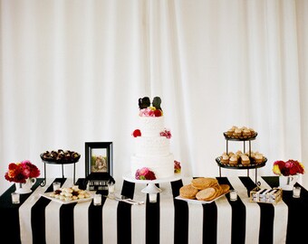 Black and White Stripes Tablecloth, 30% off sale, wedding overlay, Formal Dinner, Sorority Formal, Birthday Party, Custom sizes available