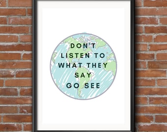 Wanderlust Wall Decor, Travel quote print, Gift for a traveler, Typography Poster,