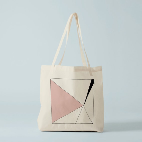 Pink Triangle Tote bag. Cotton bag, sports bag, yoga bag, baby bag, groceries bag, school bag.