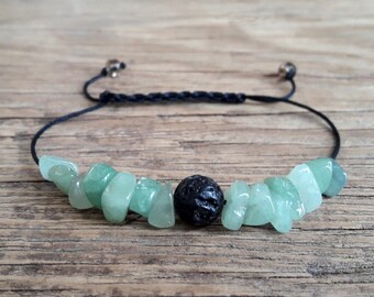 Positive energy bracelet raw nephrite jade bracelet lava essential oil diffuser bracelet chips bracelet rough green jade bracelet calm gifts