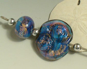 Lampwork beads/beads/SRA lampwork/ammonite/Double Helix/silver/