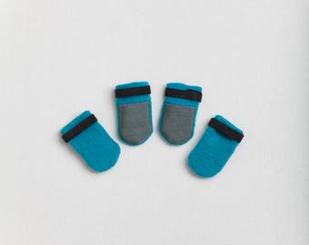X-Small Kawaii Dog Bootie Socks Turquoise