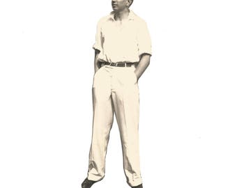 Vintage "Handsome Man" Hands In Pockets Cut Out Large Photo Craft Supplies Paper Ephemera Found Vernacular Photo