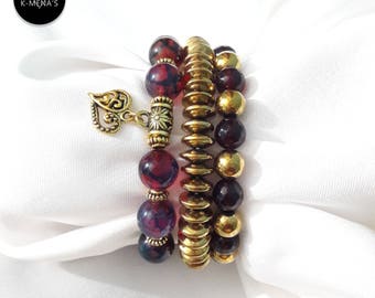 Purple Stone bracelet stack