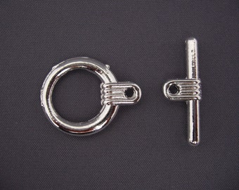 Last Call Special Price 22mm Rhodium plated toggle clasp, 10 sets per bag, by Designers Findings, Unusual Stones and Findings Supplier