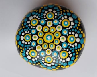 Painted Mandala Rock - Stone Pebble Kindness