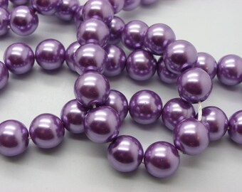 50 glass nacre10 Parma violet mm 10 mm beads