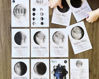 Moon Phases Flash Cards | Flash Cards | Educational Flash Cards | Educational Gift | Home Schooling Cards | Gift