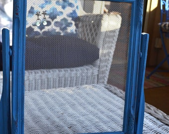 Blue Vintage Tabletop Photo Frame Earring Organizer Holder