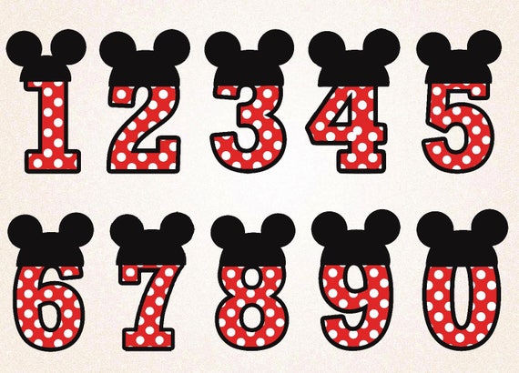 Mickey Mouse Numbers Clipart /Mickey Mouse Numbers SVGPNG 300