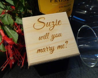 Personalised Engraved Wooden Ring Box - Proposal / Engagement GIFT