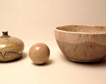 Raku chawan incense holder box french craftsman Set ceramic bowl set ball Bowl and signed raku signed incense holder