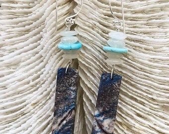 Azurite Earrings | Moonstone | Sleeping Beauty Turquoise | Sterling Silver | Gemstone | Bohemian