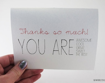 Thank You Card / Blank Inside Thank You / Bulk Thank You / Gratitude Card / Unique Thank You