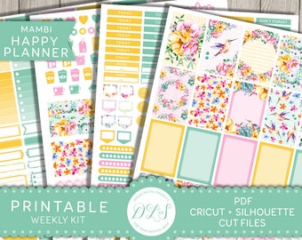 Happy Planner Printable Stickers, Mambi Planner Stickers, Happy Planner Kit, Weekly Planner Printable, Floral Planner Stickers, HP125