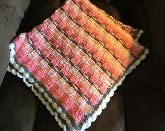Pinks and grey baby blanket