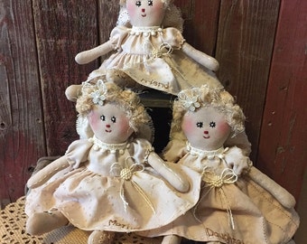 Primitive Little Mother,Daughter, Friend Rag Doll Angels