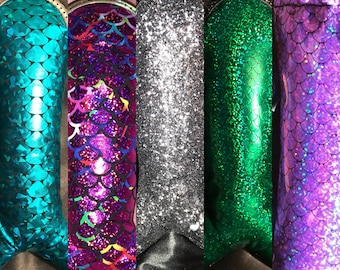 Mermaid Scale glass Case, padded pouch, Cushioned Drawstring bag, Pipe case, Vape pen case, Stash bag, Pipe Bag, Pipe pouch, toke bag