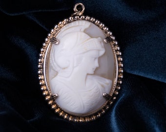 Athena Cameo, Shell Cameo, Vintage Pendant, Goddess Athena, Vintage Shell Cameo, Female Warrior, Greek Goddess
