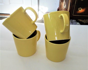 Mid Century Modern Coffee Mugs Arabia Finland Teema Yellow Set of 4 By Kaj Franck