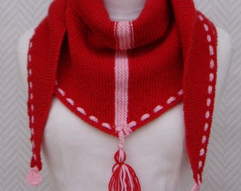 Scarf / shawl scarf, wool knitted orange Nasturtium hand