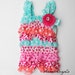 Multi Colored Polka Dot Pink White Aqua Lace Newborn Baby,Toddler, Girl Petti Romper Photo Prop
