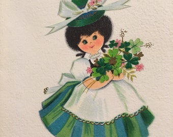 Vinage St. Patrick's Day Card 1950s Mid Century Unused NOS