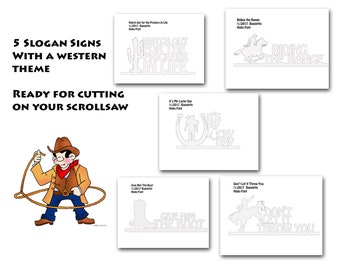 Scrollsaw Collection of 5 Western Slogan Sign Patterns